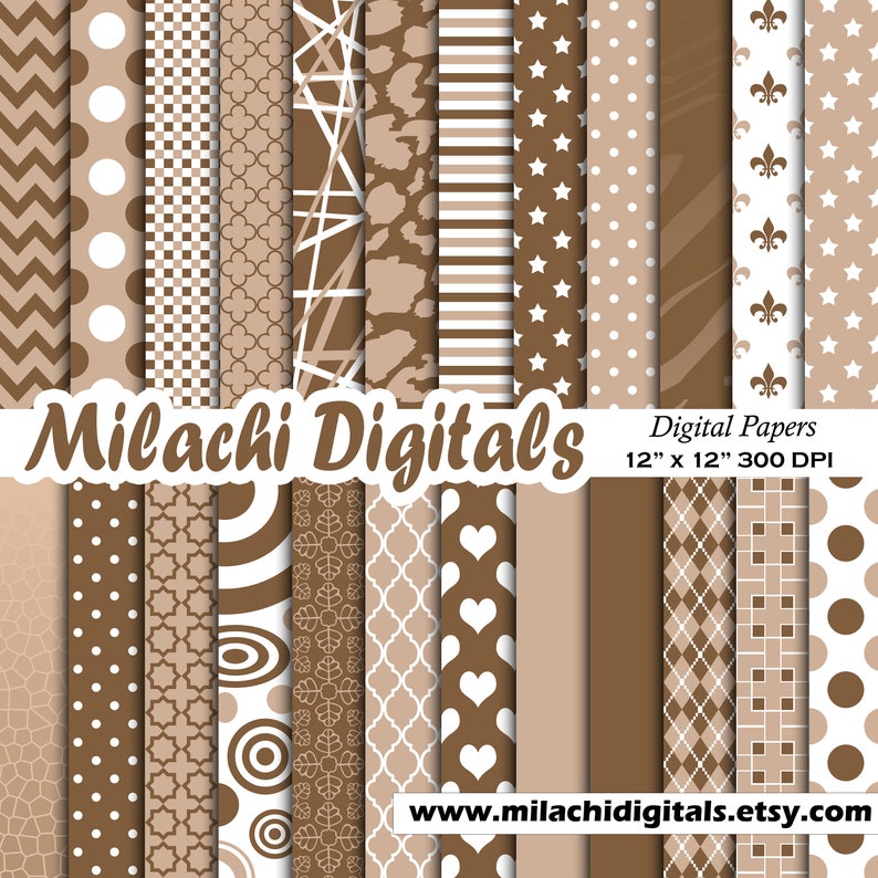 Brown Digital Paper Brown Scrapbook Papers Brown Polka Dots Etsy