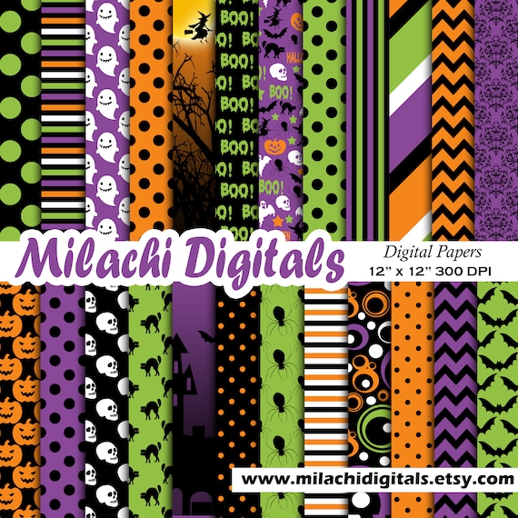 Halloween Digital Paper Trick Or Treat Scrapbook Papers Boo Etsy