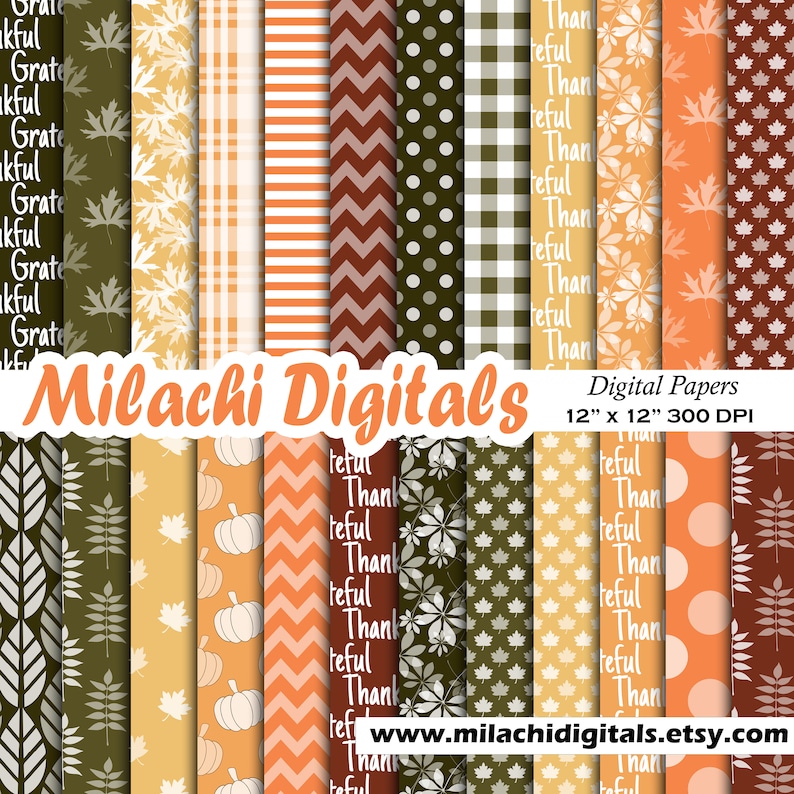 Fall Digital Paper Seamless Patterns Thanksgiving Scrapbook Papers ...