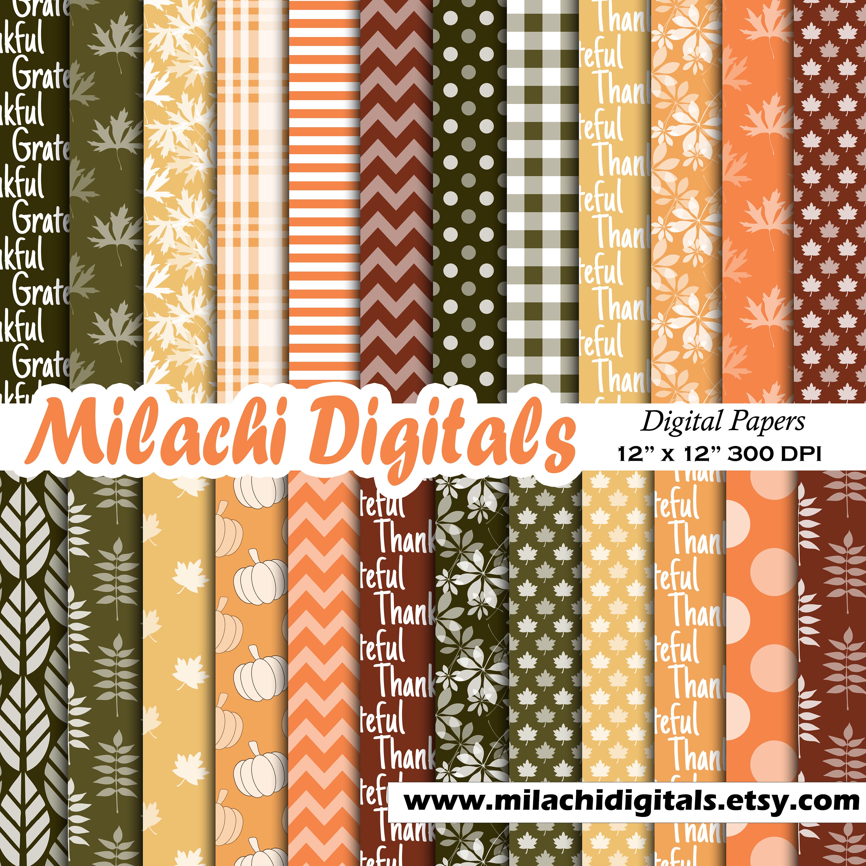 Fall Digital Paper Seamless Patterns Thanksgiving Scrapbook Papers ...