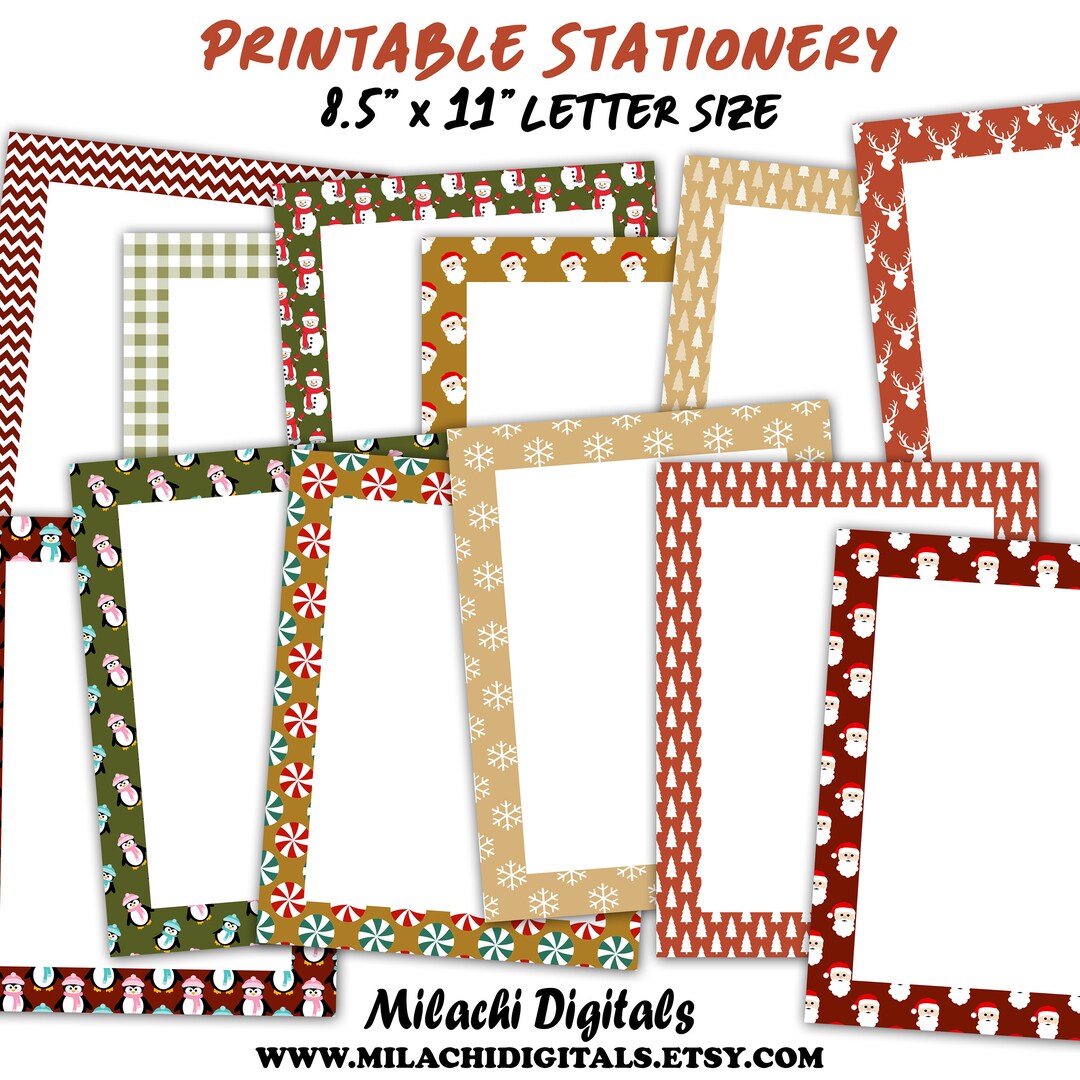 Printable Christmas Stationery, Letter Paper, Christmas Journal Paper 8 ...