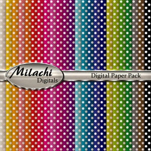 Rainbow Polka Dots Digital Paper Pack - Commercial Use - Instant Download - M31