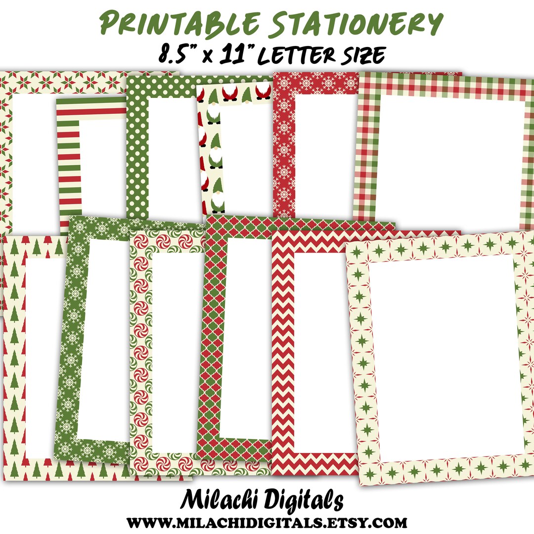 Printable Christmas Stationery Letter Paper Christmas Journal Paper 8.5 ...
