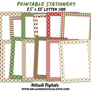 Papelería navideña imprimible Papel de carta Papel de diario navideño Bloc de notas navideño de 8,5" x 11" Uso comercial - M1035