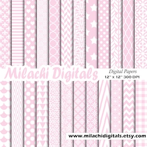 Baby Rosa Digitales Papier, Nahtlose Hintergründe, Erster Geburtstag Scrapbook Papiere, druckbare Scrapbook Papiere, Chevron Tapete, Damast - M961