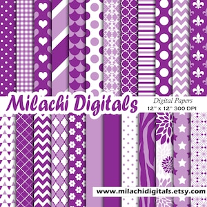 Papel digital púrpura, papeles de álbum de recortes de ducha de bebé, fondo de pantalla púrpura, fondo de patrones púrpura - M541