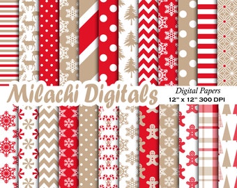 Christmas digital paper, holiday scrapbook papers, snowflake wallpaper, christmas tree background - M415