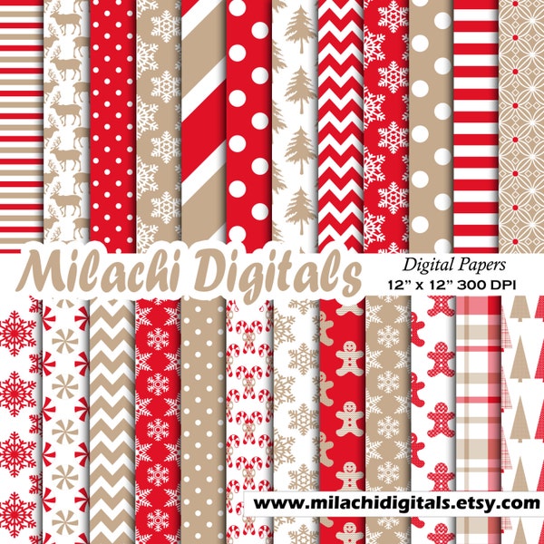 Christmas digital paper, holiday scrapbook papers, snowflake wallpaper, christmas tree background - M415