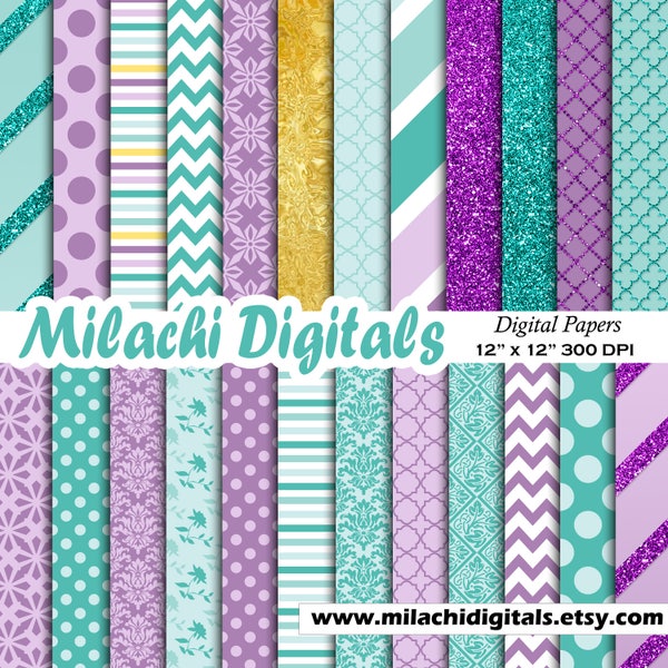 Jasmine digital paper, Princess scrapbook papers, gold foil background, damask wallpaper, Aladdin, commercial use - M619