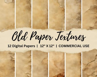 Old Paper Textures Digital Paper, distressed backgrounds, junk journal papers, printable scrapbook paper, card making, digital download
