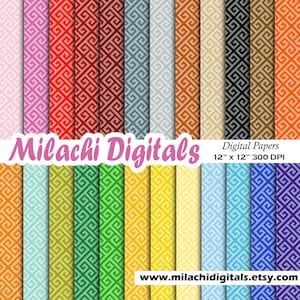 Greek key digital paper printable digital scrapbooking backgrounds wallpaper commercial use - M589