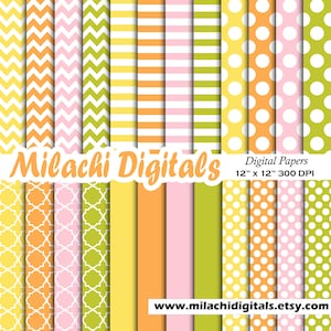 Easter Digital Paper, Easter Scrapbook Papers, Easter Polka Dots Wallpaper, Chevron Background, Easter Solid Colors M768