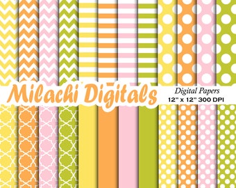 Easter Digital Paper, Easter Scrapbook Papers, Easter Polka Dots Wallpaper, Chevron Background, Easter Solid Colors M768