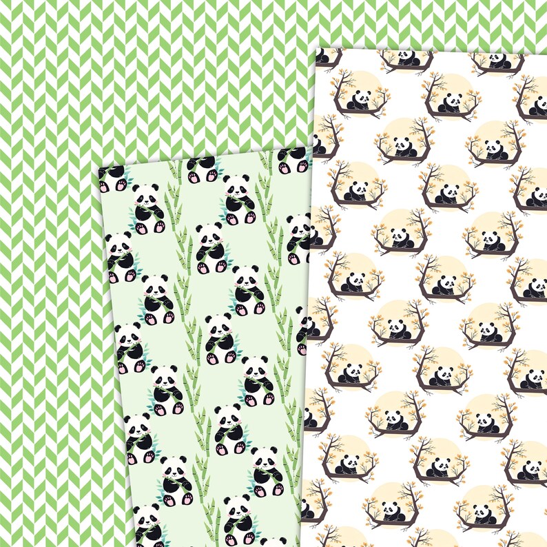 Watercolor Panda Digital Paper Seamless 12