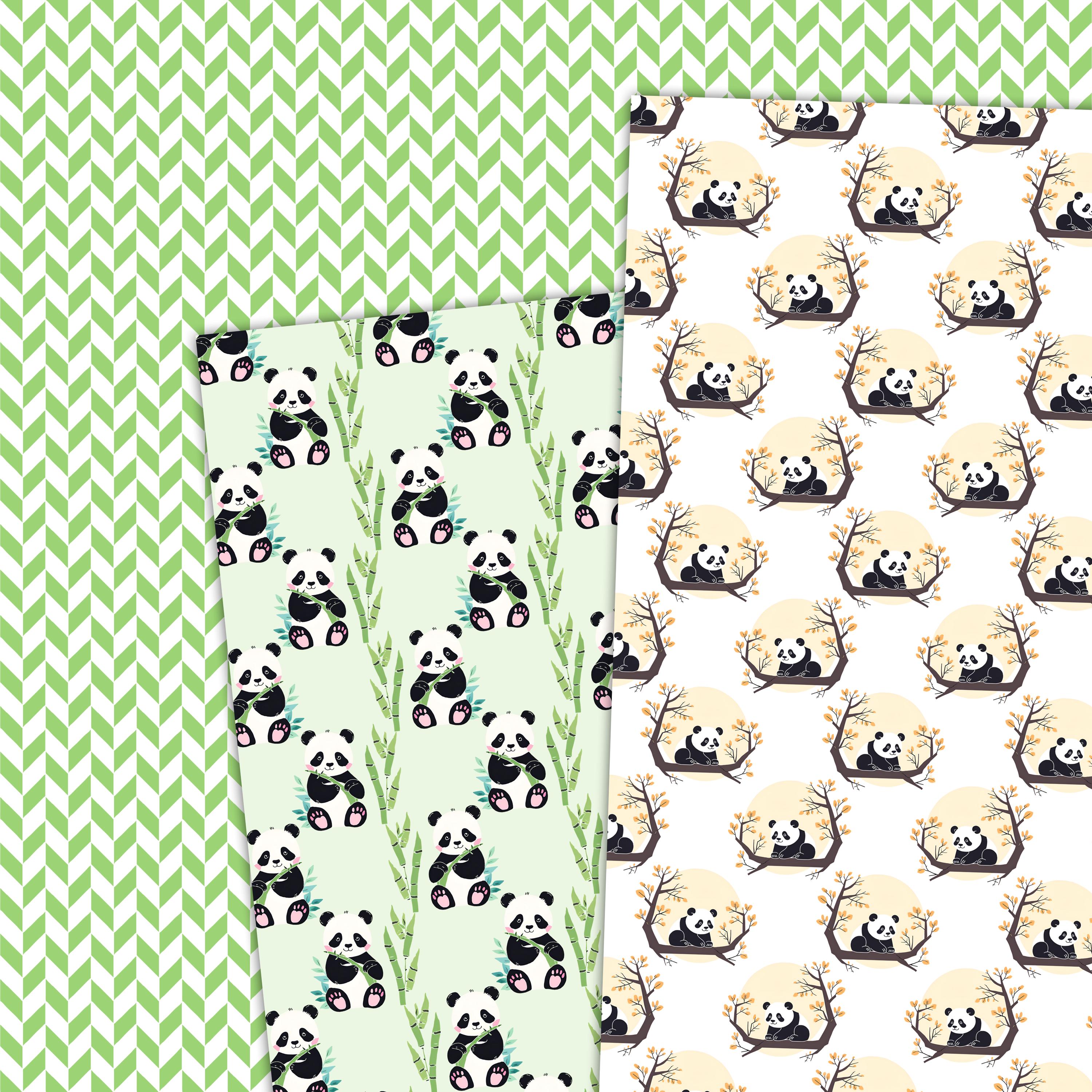Watercolor Panda Digital Paper Seamless 12