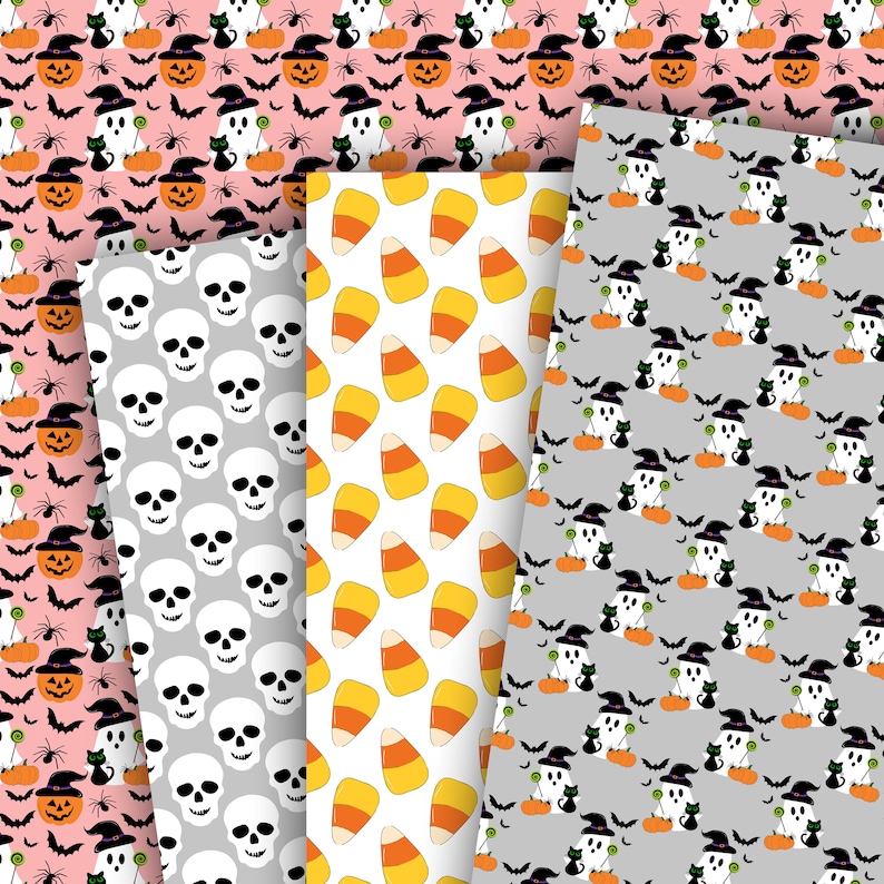 Halloween Digital Paper, Trick or Treat Scrapbook Papers, Seamless ...