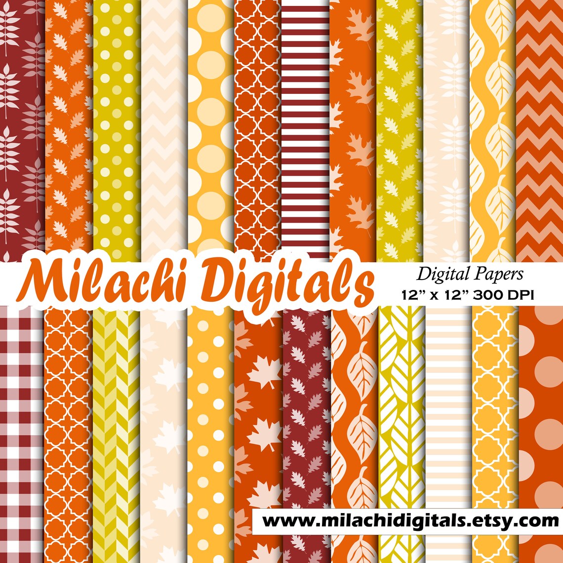 Fall Digital Paper Pack, Thanksgiving Scrapbook Papers, Printable Paper ...