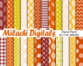 Fall Digital Paper Pack, Thanksgiving Scrapbook Papers, Printable Paper, Crafting Paper, Autumn Background - M1080