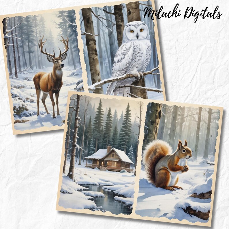 Winter Forest Junk Journal Printable Pages, Winter Scrapbook Paper ...