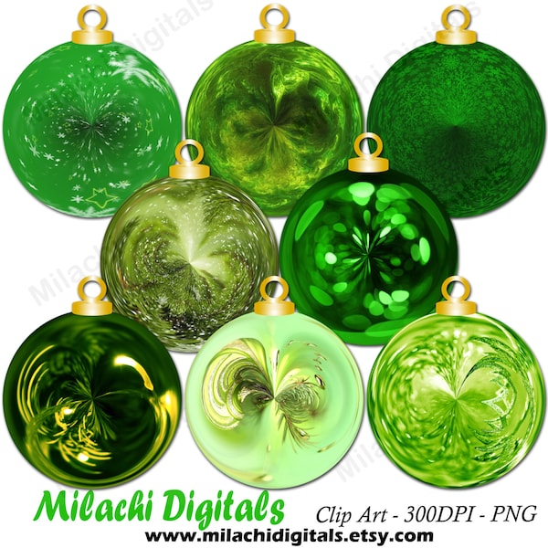 Christmas green ornaments clipart,holiday ornaments clipart, ornament clip art, digital elements, commercial use - M429