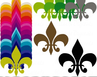 Rainbow Fleur De Lis Digital Clip Art - Uso comercial - Descarga instantánea - M101