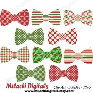Fiocco di Natale lega clipart vacanza digitale scrapbooking stampabile carino papillon lega stampabile set clipart uso commerciale M818