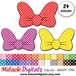 Minnie mouse bow clipart, polka dot Minnie bows clip art, digital scrapbooking, commercial use - Instant Download - M347
