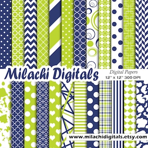 Navy Blau und lindgrün digitales Papier, Baby-Dusche-Scrapbook-Papiere, Tupfen Tapete, Geburtstag Hintergrund - M482