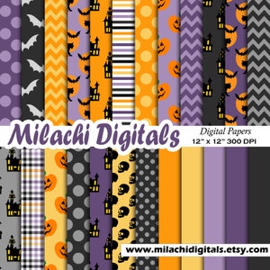 Halloween Digital Paper, Trick or Treat Scrapbook Papers, Halloween Backgrounds, Halloween Papers, Spooky Papers, Halloween Pumpkin M770