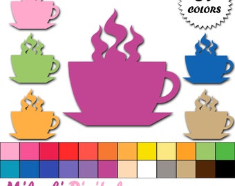 Taza de café clipart, taza de café clipart, té clipart, icono, gráficos, scrapbooking digital - Descarga instantánea - M344