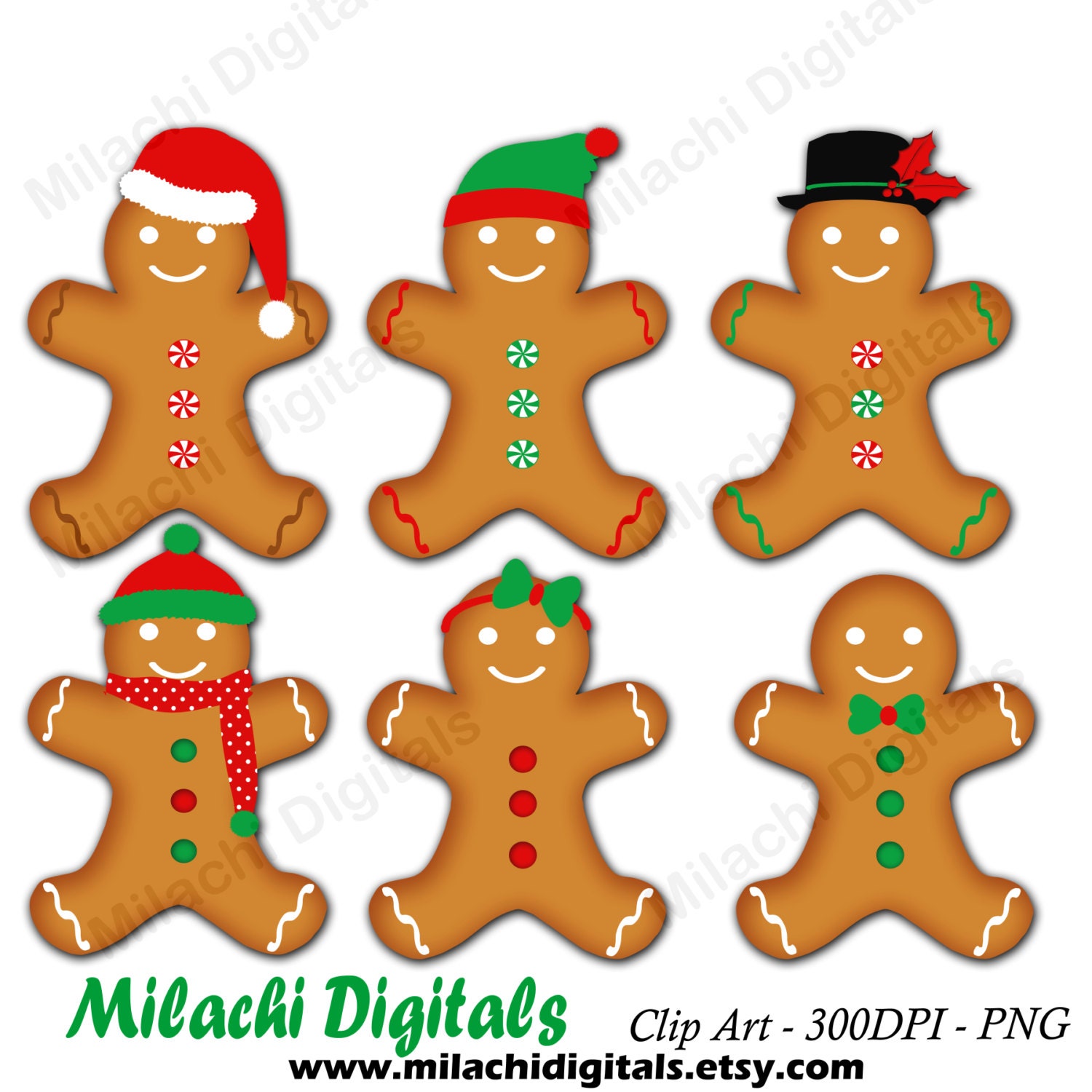 Gingerbread Man Clipart Holiday Clipart Gingerbread Cookies | Etsy