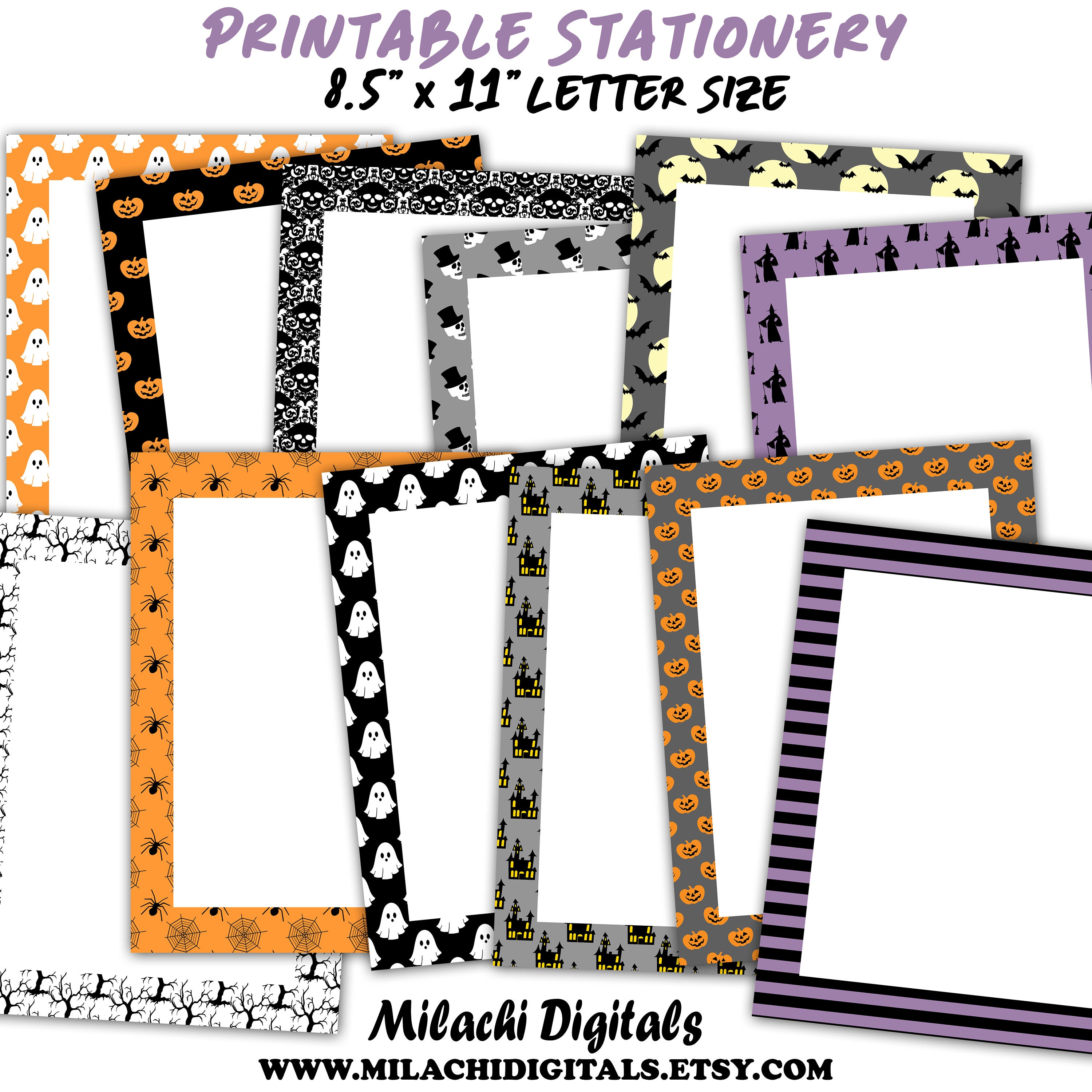 Printable Halloween Stationery, Trick or Treat Letter Paper, Halloween ...
