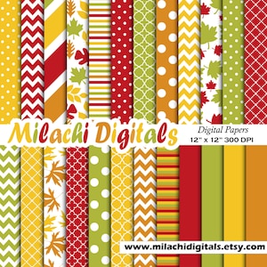 Fallen Sie, digitales Papier, Thanksgiving Scrapbook Papiere, Blatt-Tapete, Herbst Hintergrund - M388