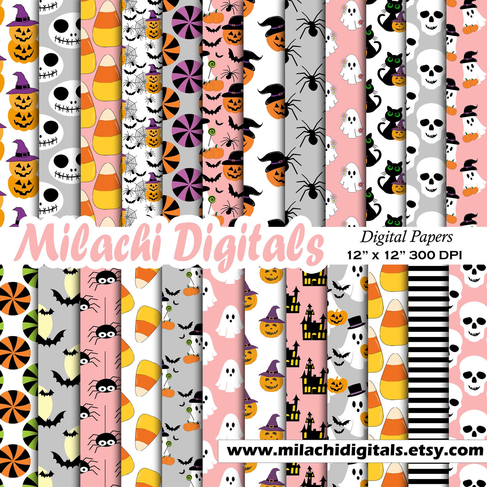 Halloween Digital Paper, Trick or Treat Scrapbook Papers, Seamless ...