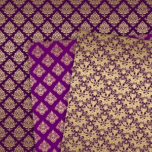 Purple and Gold Damask Digital Paper, Seamless Gold Patterns, Purple ...