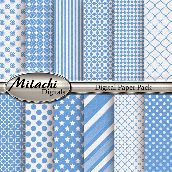 Textured Little Boy Blue Digital Paper Pack  - Commercial Use - Instant Download - M59