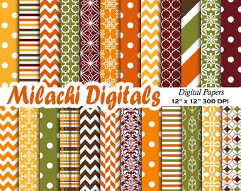 Pumpkin spice digital paper thanksgiving scrapbook papers fall wallpaper autumn background - M576