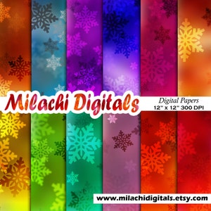 Bokeh Snowflakes digital paper pack, holiday background, new year wallpaper, printable - Instant Download - M302