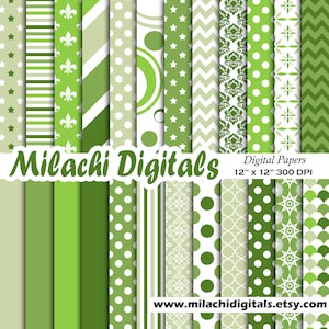 Papel digital verde, papeles de álbum de recortes, fondo de pantalla de lunares, fondo de patrón verde - M570