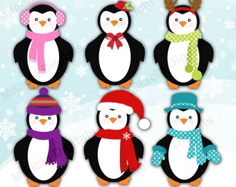 Penguin clipart, holiday clipart, winter penguins digital clip art, commercial use, instant download - M418