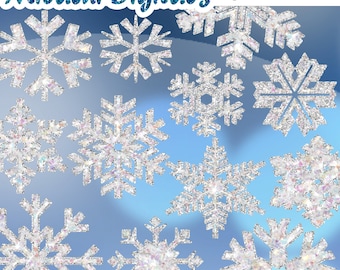 Glitter Snowflakes clipart, frozen snowflakes, digital clip art, instant download, printable, commercial use- M301
