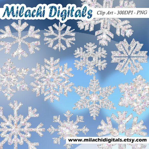 Glitter Snowflakes Clipart, Frozen Snowflakes, Digital Clip Art, Instant  Download, Printable, Commercial Use M301 