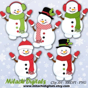 Snowman clipart, holiday clipart, digital clip art, commercial use, instant download - M421