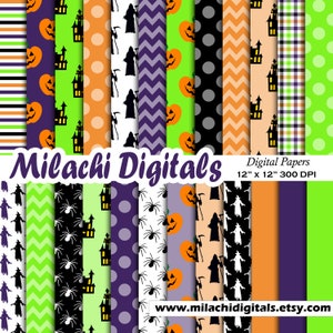 Halloween Digital Paper, Trick or Treat Scrapbook Papers, Halloween Backgrounds, Halloween Papers, Spooky Papers, Halloween Pumpkin M771