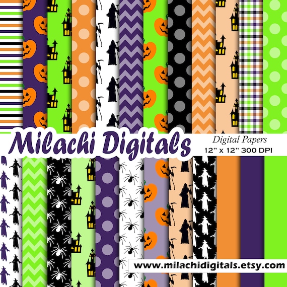 Halloween Digital Paper Trick Or Treat Scrapbook Papers Etsy