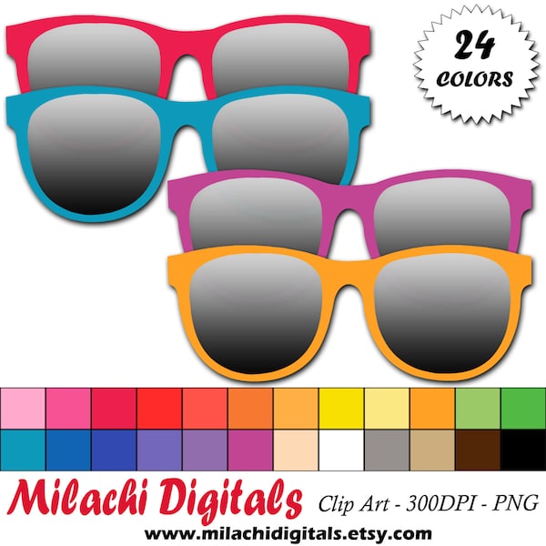 Sunglasses clipart,  summer clip art, beach clipart, pool party clipart - Commercial Use - Instant Download - M350