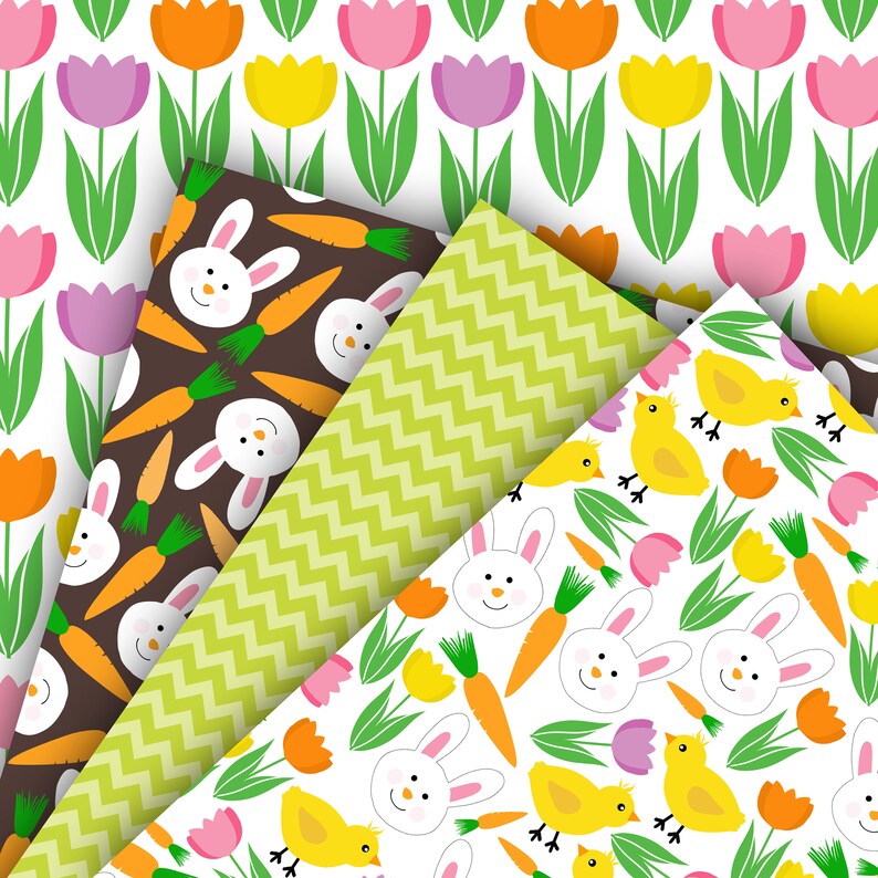 Easter Digital Paper Easter Tulips Scrapbook Papers Chick Wallpaper ...