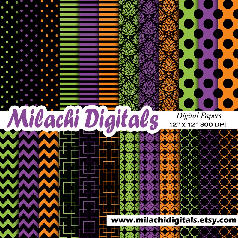 Halloween digital paper, trick or treat scrapbook papers, Halloween wallpaper, Halloween background M555 image 1