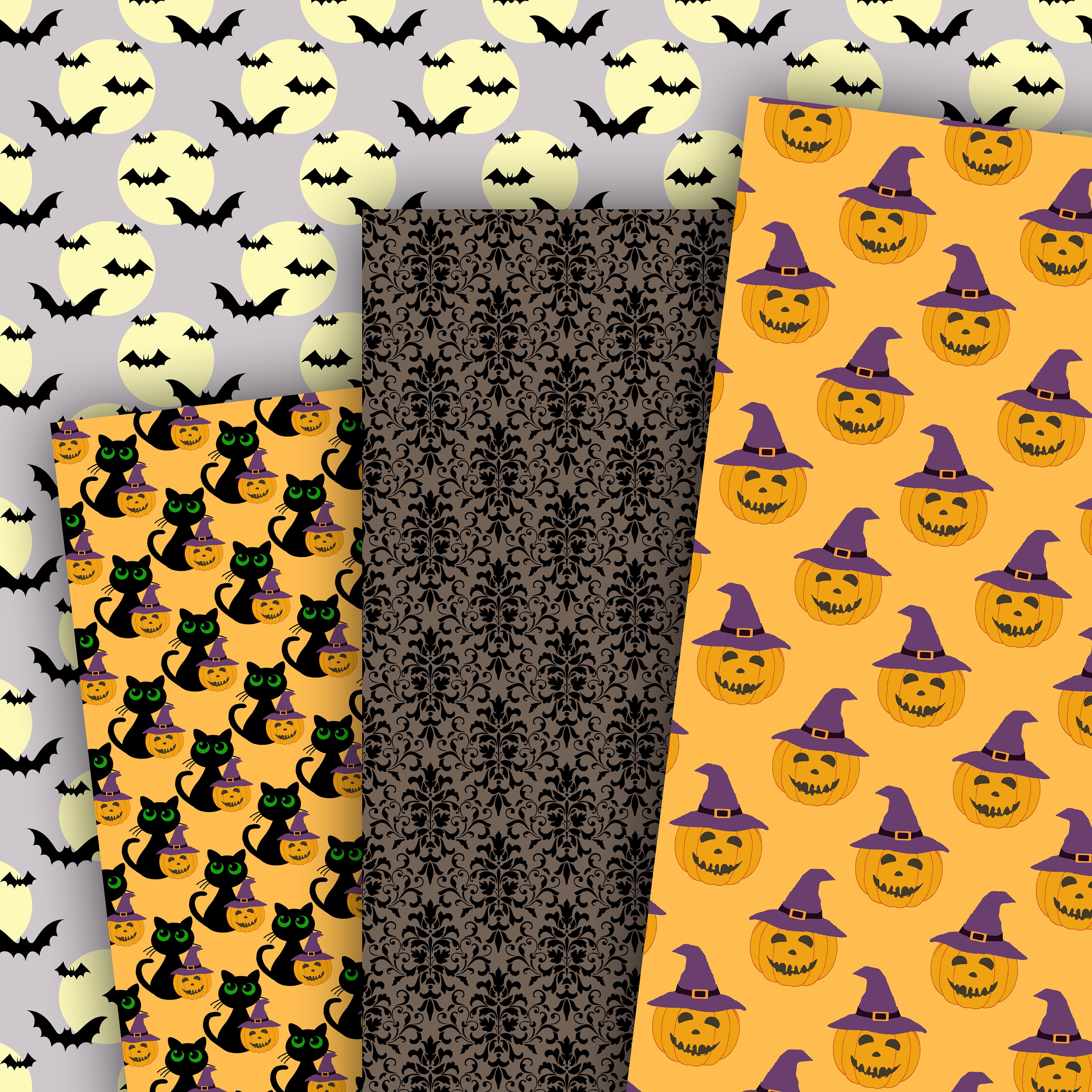 Halloween Digital Paper Seamless Patterns, Spooky Wallpaper, Trick or ...