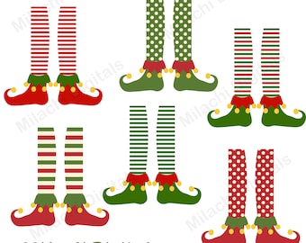 Elf feet clipart christmas digital scrapbooking santa's little helpers clip art holiday printable invitation diy commercial use M817